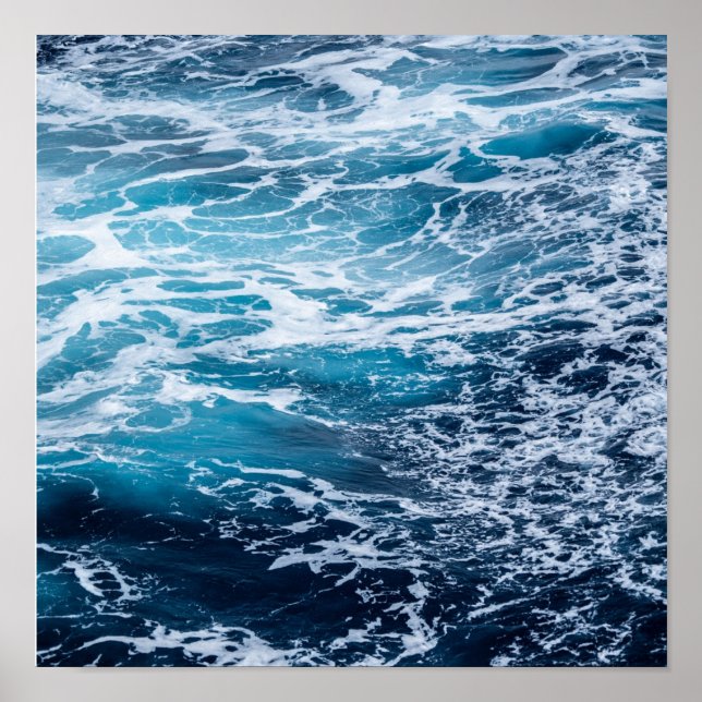 Waves Blue Ocean Summer Beach Poster (Front)