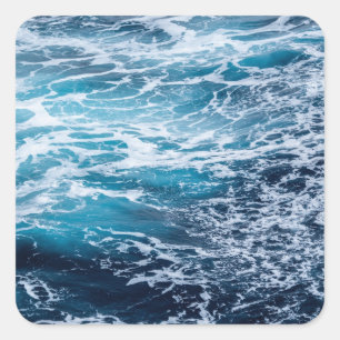 Waves Blue Ocean Summer Beach Square Sticker