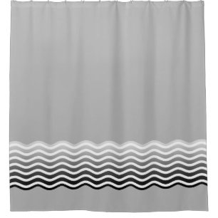 Waves Border white grey gradients + your ideas Shower Curtain