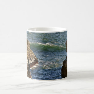 WAVES BREAKING AT THE ROCKY CALIFORNIA COAST COFFEE MUG