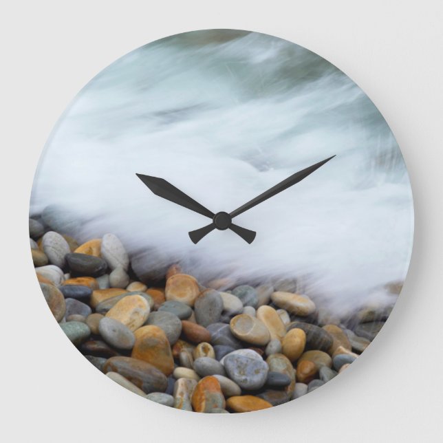 Waves Breaking Onto Pebbles, Tsitsikamma Large Clock (Front)
