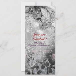 WAVES , bright  black and white  sparkles Invitation
