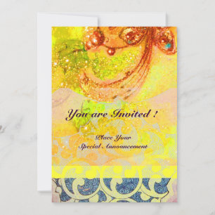 WAVES , bright red brown yellow blue pink sparkles Invitation