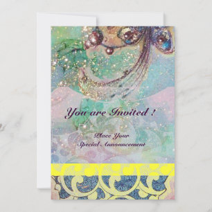 WAVES , bright red brown yellow blue pink sparkles Invitation