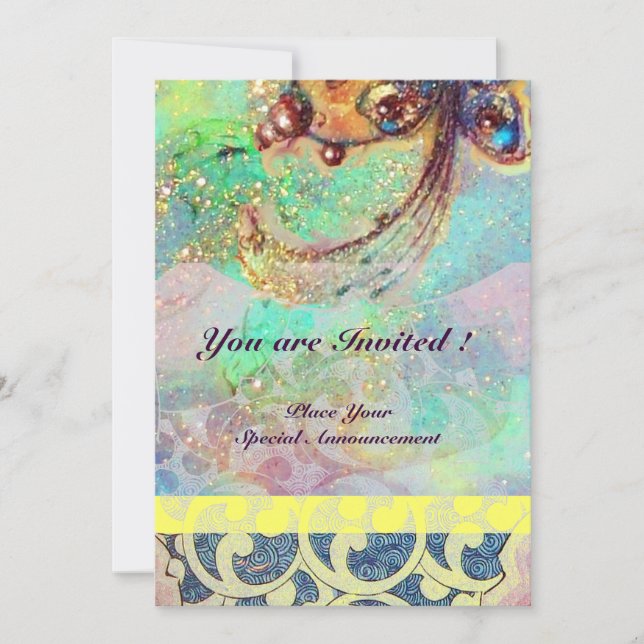 WAVES , bright red green yellow blue pink sparkles Invitation (Front)