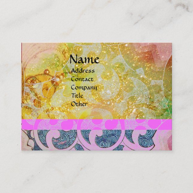 WAVES, bright,vibrant pink blue Business Card (Front)