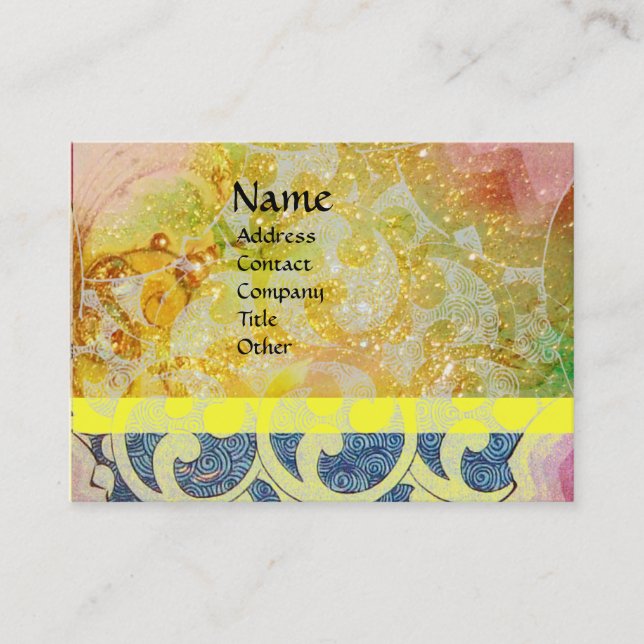 WAVES bright , vibrant ,yellow ,blue sparkles Business Card (Front)
