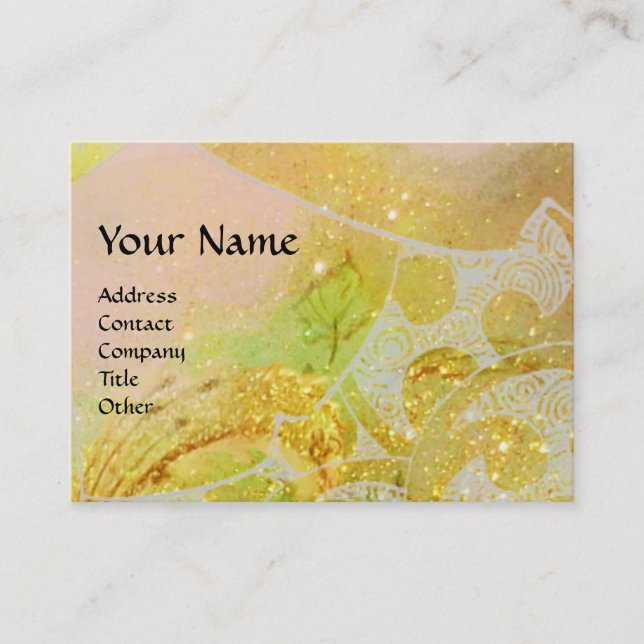 WAVES , bright vibrant yellow blue sparkles Business Card (Front)