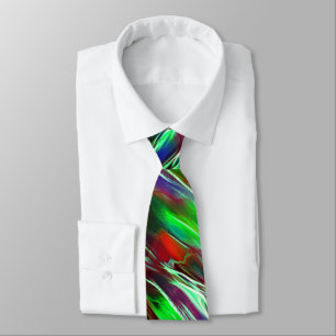 Waves coloured in green, red, purple and lilac tie