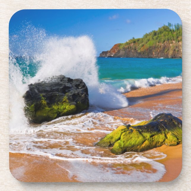 Waves crash on the beach, Hawaii Coaster (Front)