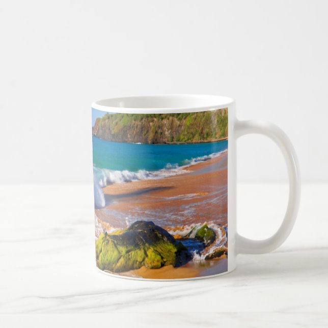 Waves crash on the beach, Hawaii Coffee Mug (Right)