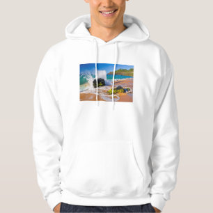 Waves crash on the beach, Hawaii Hoodie