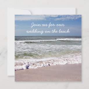 Waves Crash on the Sandy Beach Invitation