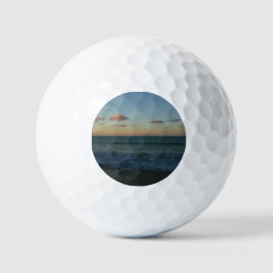 Waves Crashing at Sunset Beach Landscape Golf Balls