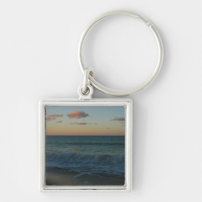 Waves Crashing at Sunset Beach Landscape Key Ring (Front)