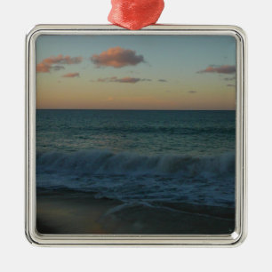 Waves Crashing at Sunset Beach Landscape Metal Tree Decoration