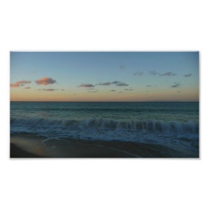 Waves Crashing at Sunset Beach Landscape Photo Print