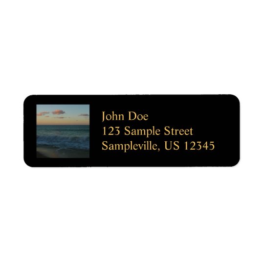 Waves Crashing at Sunset Beach Landscape Return Address Label