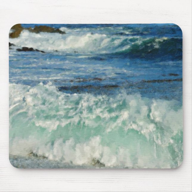 Waves Crashing Big Sur California Painted Mouse Pad (Front)