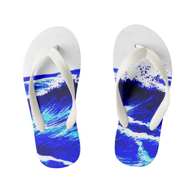 waves crashing kid's thongs (Footbed)