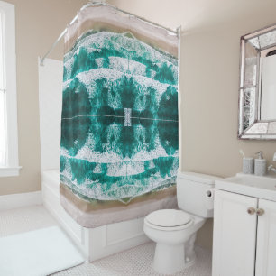 Waves crashing on a sandy beach x-large pattern shower curtain