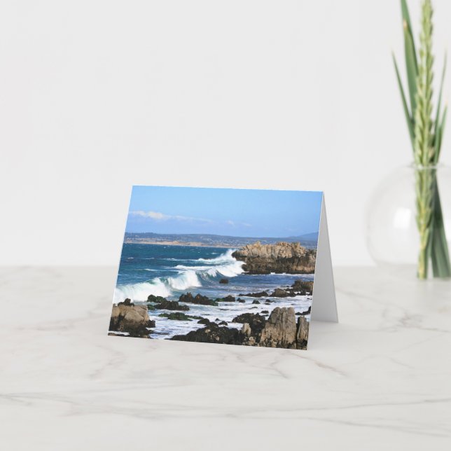 Waves Crashing On Coast, Blank Note Card (Front)