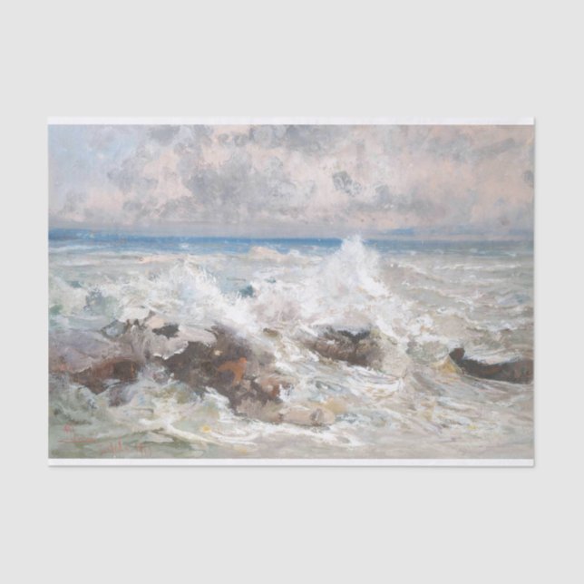 Waves crashing on the rocks, Decoupage Tissue Paper (Front)
