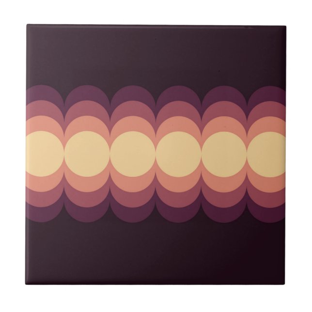 Waves design in beige, pink and purple ceramic tile (Front)
