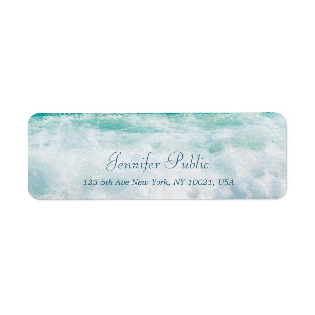 Waves Elegant Hand Script Wellness Return Address Label (Front)