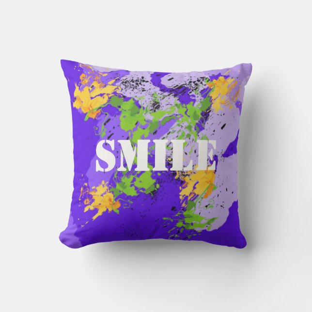 Waves Fluid Art Vibrant Swirl Design Cushion (Front)