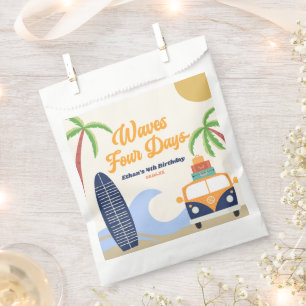 Waves Four Days Surf Blue 4th Birthday Party Favour Bag