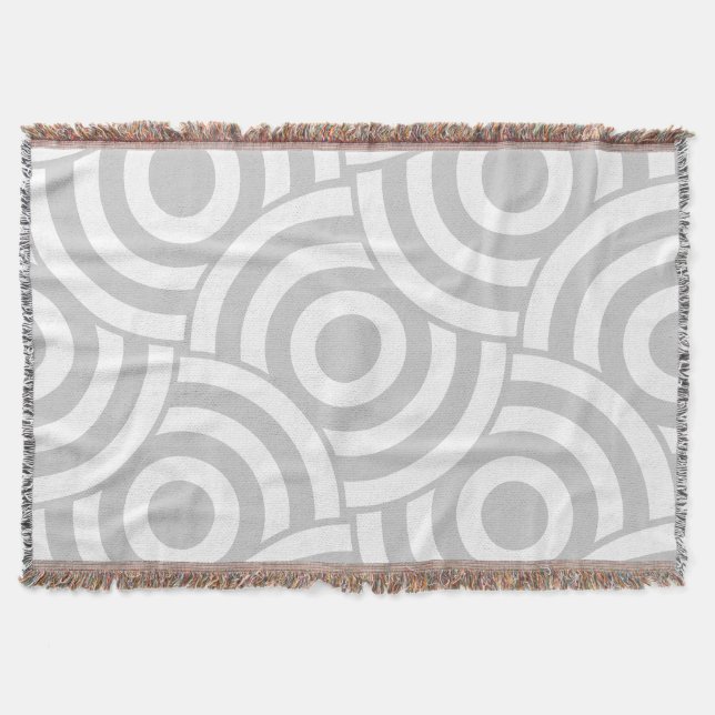 Waves Grey and White Pattern Throw Blanket (Front)