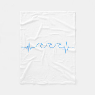 Waves Heartbeat Surfer Summer Waves Surfboard Surf Fleece Blanket