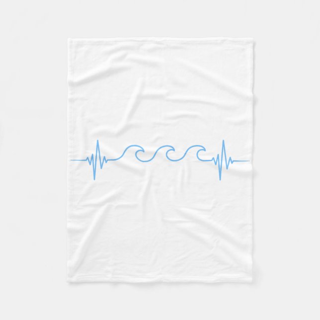Waves Heartbeat Surfer Summer Waves Surfboard Surf Fleece Blanket (Front)
