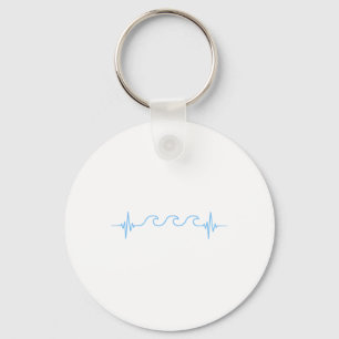 Waves Heartbeat Surfer Summer Waves Surfboard Surf Key Ring