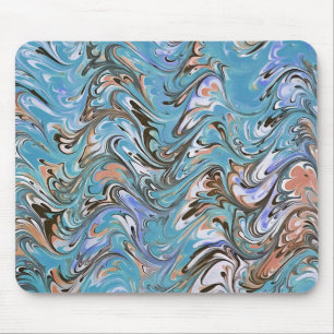 Waves In Blue Acrylic Pour Abstract Art Mouse Pad