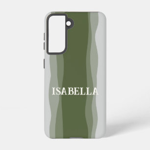 Waves in green on green and gray samsung galaxy case
