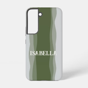 Waves in green on green and gray samsung galaxy case