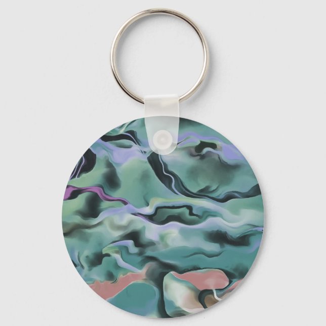 Waves In Harmony Acrylic Marbleizing Abstract Art Key Ring (Front)