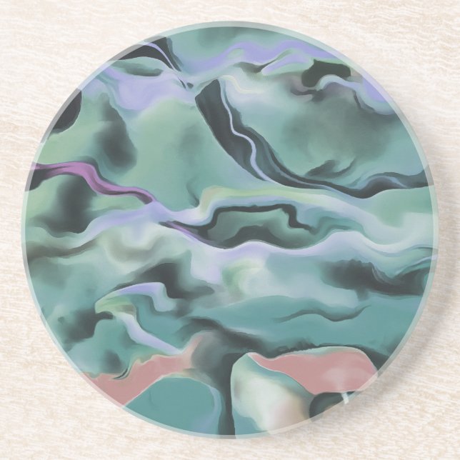 Waves In Harmony Acrylic Pour Abstract Art  Coaster (Front)