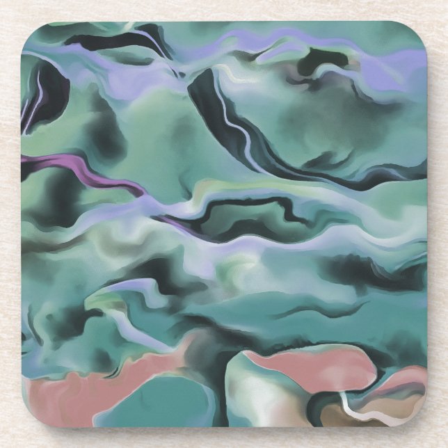Waves In Harmony Acrylic Pour Abstract Art  Coaster (Front)