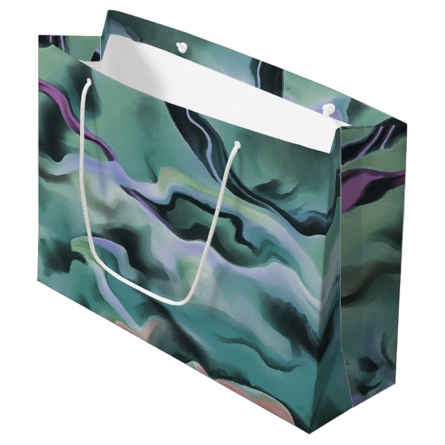 Waves In Harmony Acrylic Pour Abstract Art  Large Gift Bag (Front Angled)