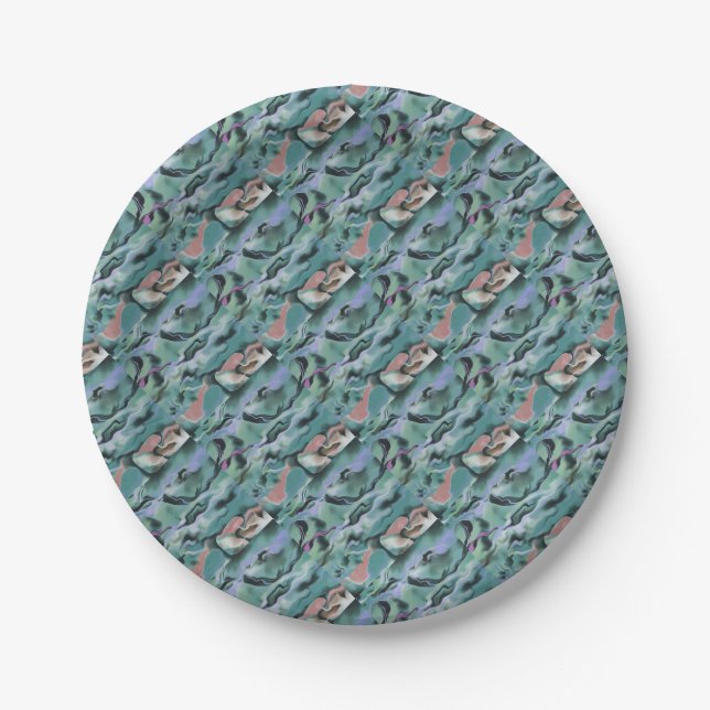 Waves In Harmony Acrylic Pour Abstract Art  Paper Plate (Front)
