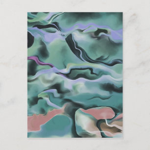 Waves In Harmony Acrylic Pour Abstract Art Postcard