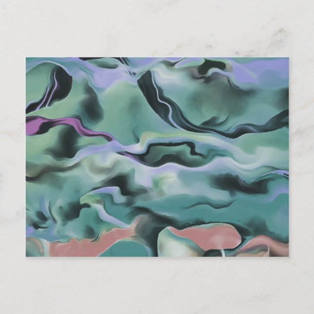 Waves In Harmony Acrylic Pour Abstract Art  Postcard (Front)