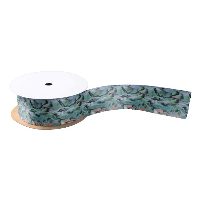 Waves In Harmony Acrylic Pour Abstract Art  Satin Ribbon (Spool)