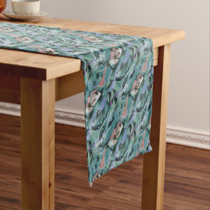 Waves In Harmony Acrylic Pour Abstract Art  Short Table Runner