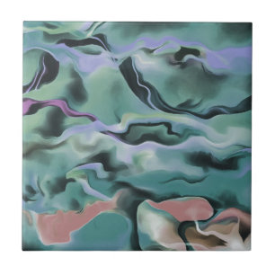 Waves In Harmony Acrylic Pour Abstract Art  Tile