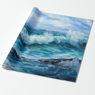 Waves in ocean. Modern Impressionism, modernism, m Wrapping Paper