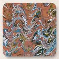 Waves In Red and Blue Acrylic Pour Abstract Art